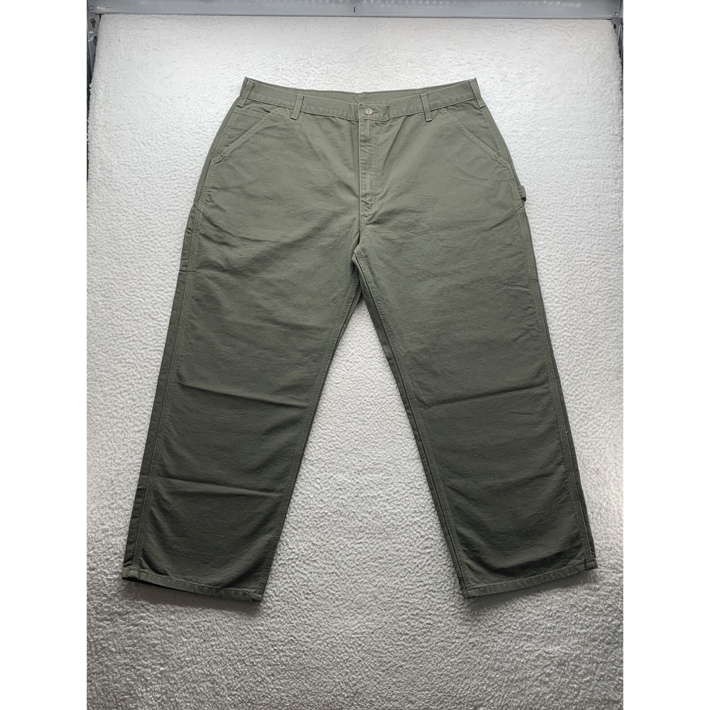 Carhartt Carpenter Pants Mens 42x30 Dungaree Fit Green Canvas Utility B11 MOS